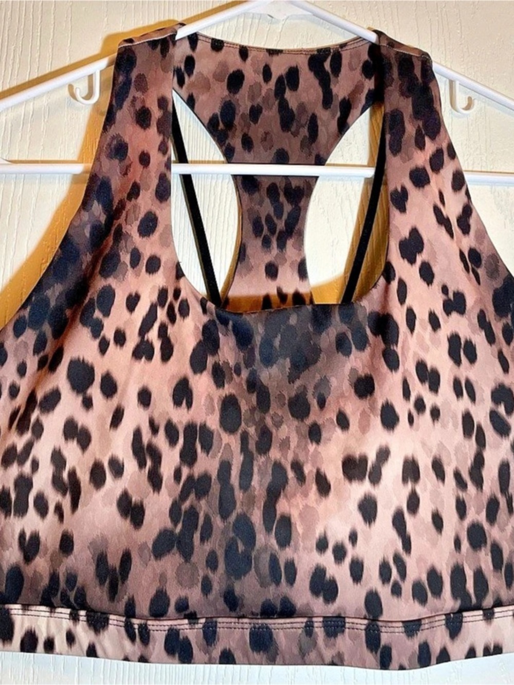 Fabletics On-The-Go Medium Impact Sports Bra Brown & Black